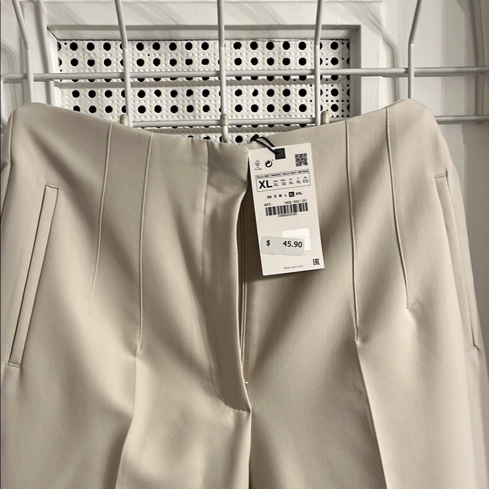 Zara Off-White Tailored Pants